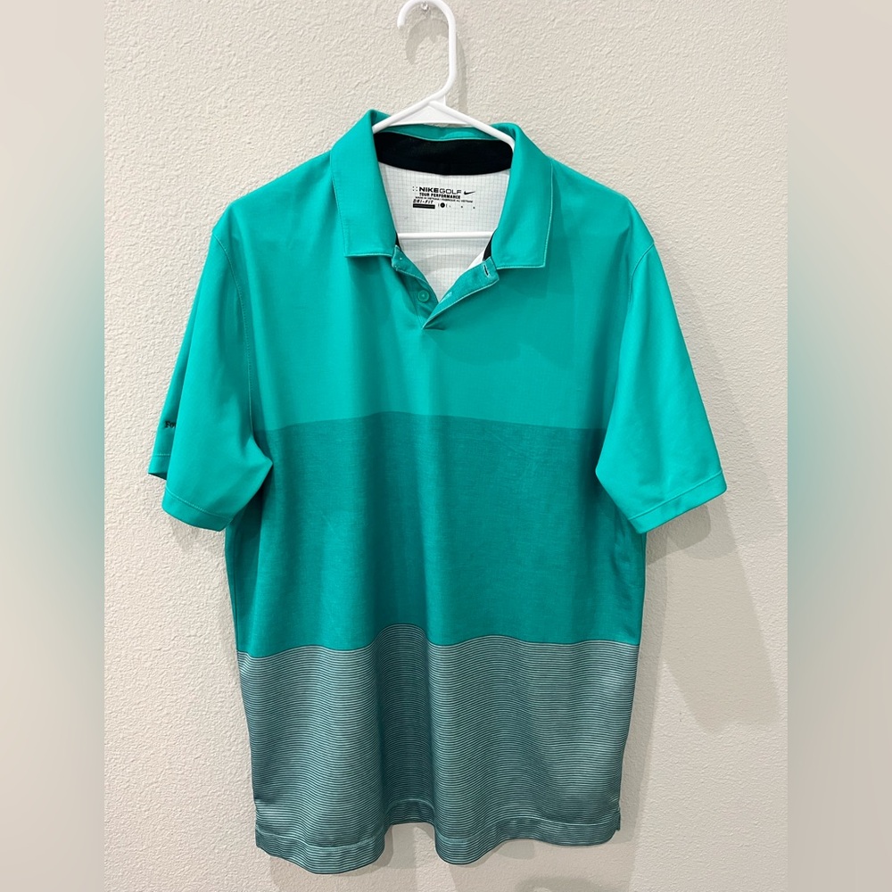 Nike Men's Aqua and Gray Polo Shirt